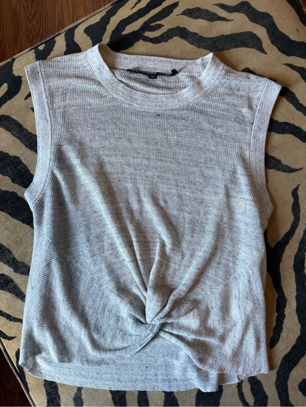 Veronica Beard Light Gray Sleeveless Twist-Front Tank